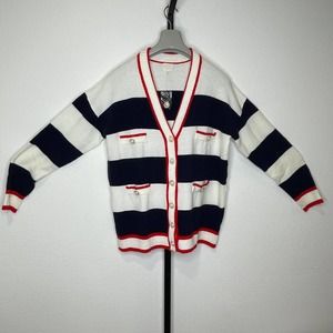 NWT Dee Elly cardigan Sweater Size Medium Red White and Blue